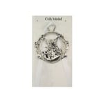 Guardian Angel Crib Medal with White Ribbon