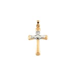 Hallow Two Tone Claddagh Cross Pendant - 14K Gold