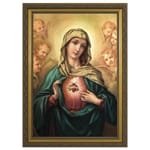 Immaculate Heart Surrounded by Angels w/ Gold Frame 