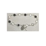 Jet / Crystal Adult Rosary Bracelet - Sterling Silver
