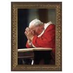 John Paul II Kneeling w/ Gold Frame 