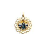 Milagrosa Framed Enamel Miraculous Medal-10K Gold (no chain)