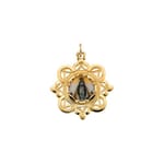 Milagrosa Framed Enamel Miraculous Medal Pendant-10K Yellow Gold (no chain)
