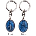 Miraculous Medal Double-Sided Keychain, Light Blue