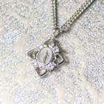 Miraculous Medal with 4 hearts and CZ crystal stone