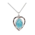 Miraculous Medal Heart Pendant on 18 inch chain