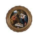 Nativity on Canvas w/ Round Gold Frame