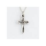 Open Cross w/Flower S/S Children's Pendant