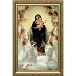 Our Lady of the Angels by Bouguereau, Museum Gold Frame, 14x22