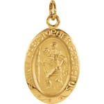 Oval St. Christopher Medal -14K Gold