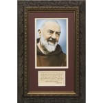 Padre Pio (Matted with Prayer in Dark Ornate Frame) 8x14