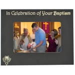 Personalized Baptism Black and Gold Metal Frame - 4 x 6