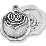 Rosebud Miraculous Medal on 18 inch chain