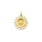 Round Our Lady of Fatima Pendant Medal - 14K Gold