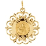 Round St. Anthony Pendant Medal - 14K Gold