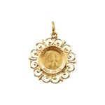 Round St. Francis Pendant Medal-14K Gold