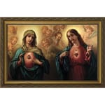 Sacred and Immaculate Hearts - Ornate Gold Frame 