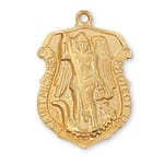 Saint Michael 'Shield' Medal - Gold/Sterling Silver<!militmed>