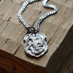 Saint Michael 'Shield' Medal - Sterling Silver<!militmed>