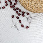 SS 6X8MM Brown Wood Rosary