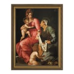 St. Elizabeth with Madonna and Child by Conte w/ Gold Frame 
