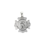 St. Florian Pendant Medal Shield-14K White Gold-25.25MM