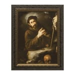 St. Francis in Prayer w/ Dark Ornate Frame