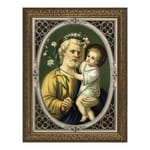 St. Joseph w/ Oval Border in Gold Frame 