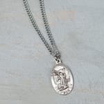 St. Michael Medal - Sterling Silver - 24 inch chain