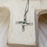 Sterling Silver Connemara Marble St. Brigid Cross on 18 inch chain