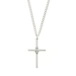 Sterling Silver Cross with Rope on 24 inch Chain