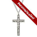 PERSONALIZE: Sterling Silver Crucifix with 24 inch chain