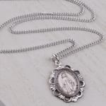 Sterling Silver Miraculous Medal Pendant on 18 inch chain