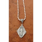 Sterling Silver Miraculous Medal, Beaded 18 inch Chain