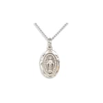 Sterling Silver Oval Miraculous Medal on 16 inch chain