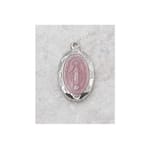 Sterling Silver Pink Enameled Miraculous Medal with 16 inch chain