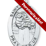 PERSONALIZE: Sterling Silver St. Anthony Medal with 24 inch chain 