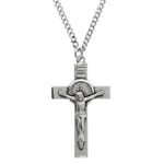Sterling Silver St. Benedict Crucifix -  Approximately 24 inch Chain