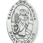 Sterling Silver St. Catherine of Alexandria Medal with 18 inch chain 