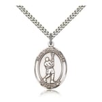 Sterling Silver St. Christopher Medal w/ chain - Lacrosse