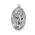 Sterling Silver St. Christopher Medal on 24 inch chain