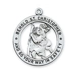 Sterling Silver St. Christopher Medal on 24 inch chain