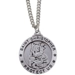 Sterling Silver St. Christopher Medal on 24 inch Chain   