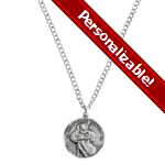 PERSONALIZE: Sterling Silver St. Christopher Medal, 24 inch chain