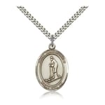 Sterling Silver St. Christopher Medal w/ chain - Ski