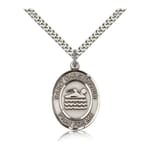 Sterling Silver St. Christopher Medal w/ chain - Swimming
