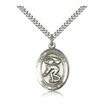 Sterling Silver St. Christopher Medal w/ chain - Swimming
