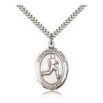 Sterling Silver St. Christopher Medal w/ chain - Track and Field (Male)