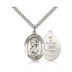 Sterling Silver St. Christopher Pendant - U.S. Army Insignia w/ chain