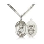 Sterling Silver St. Christopher Pendant -U.S. Navy Insignia w/ chain